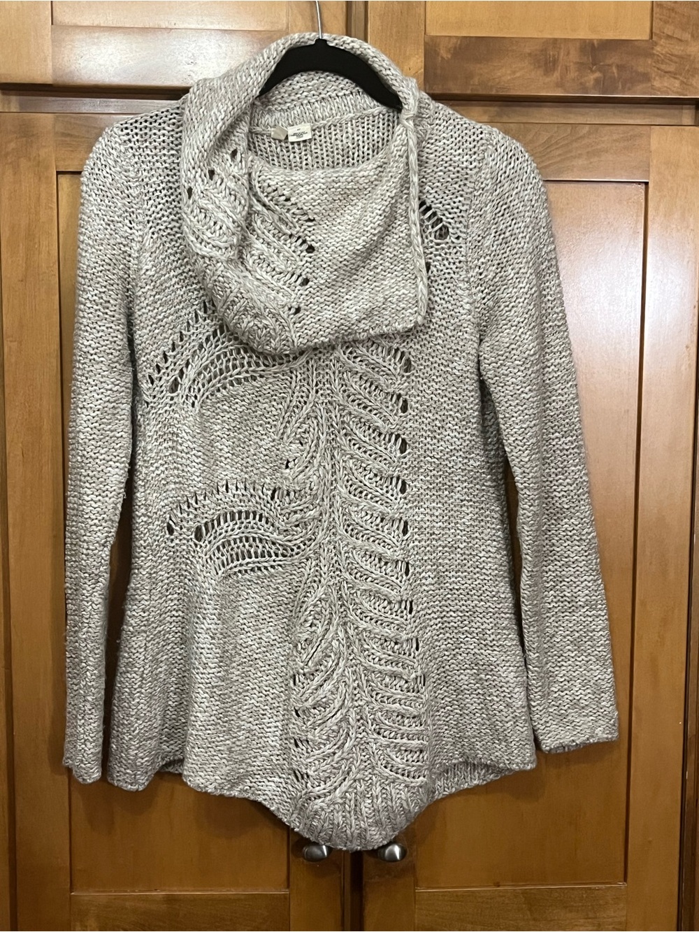 Anthropologie MOTH Made in Italy Leaf Knit Cowl Neck Sweater Small S